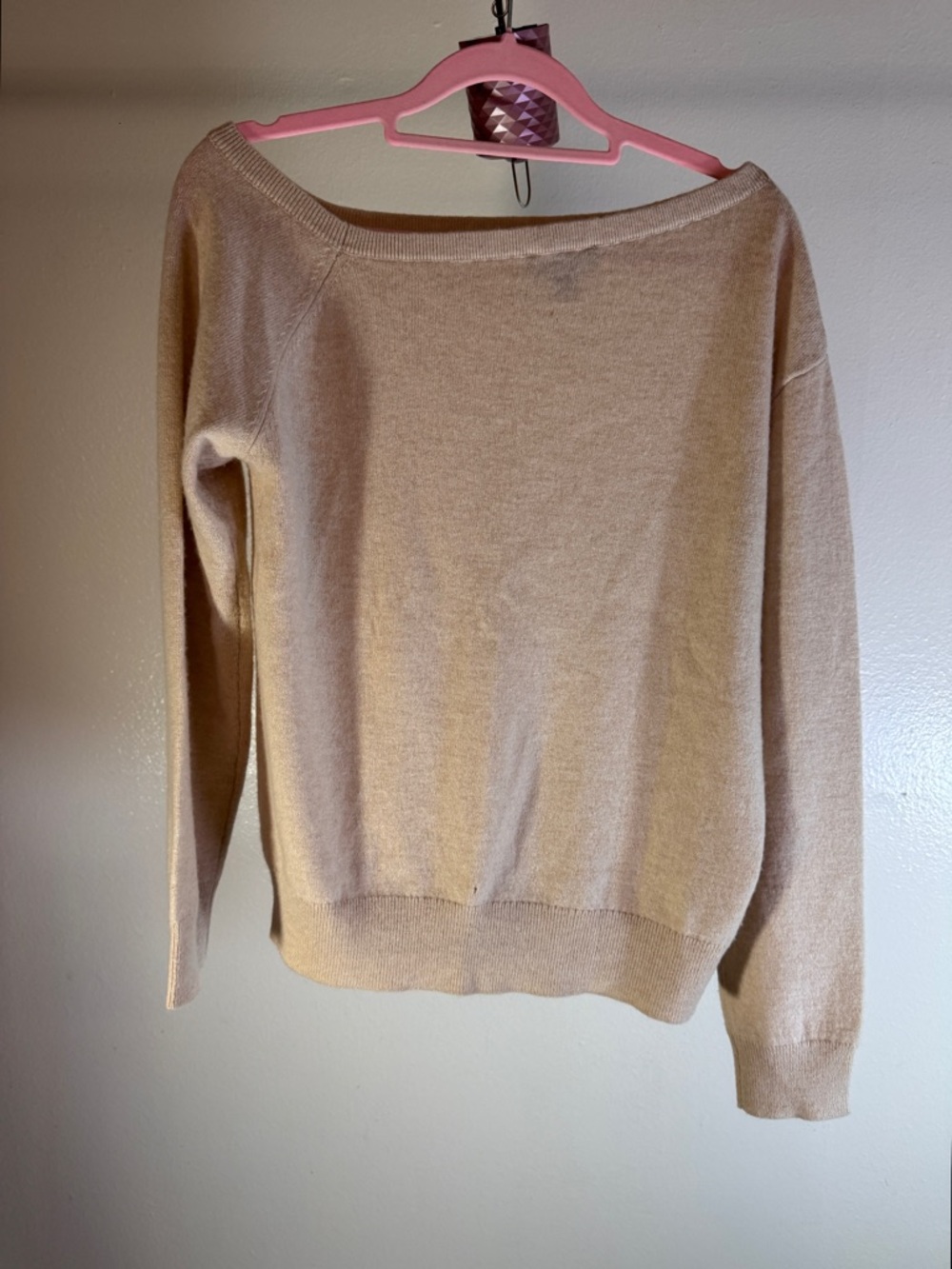 Saks Fifth Avenue 100% Cashmere Off-The-Shoulder Sweater - Tan - Medium - Picture 5 of 8